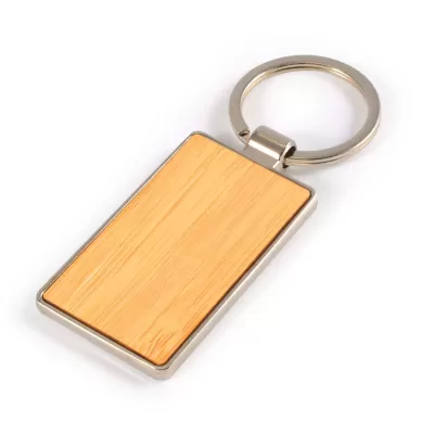 branded Rectangle Bamboo Zinc Keytag, from our range of promotional Metal Keyrings