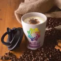 branded Aroma Eco Cup / Handle Lid 350ml, from our range of promotional Reusable Coffee Cups - Plastic &amp; Ceramic