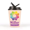 branded Aroma Eco Cup / Handle Lid 350ml, from our range of promotional Reusable Coffee Cups - Plastic &amp; Ceramic