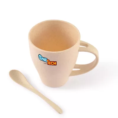 branded Avenue Wheat Fibre Cup and Spoon 330ml, from our range of promotional Reusable Coffee Cups - Plastic & Ceramic
