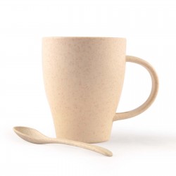 Reusable Coffee Cups - Plastic & Ceramic - Avenue Wheat Fibre Cup and Spoon 330ml