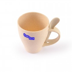 Reusable Coffee Cups - Plastic & Ceramic - Avenue Wheat Fibre Cup and Spoon 330ml
