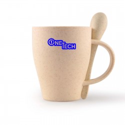Reusable Coffee Cups - Plastic & Ceramic - Avenue Wheat Fibre Cup and Spoon 330ml