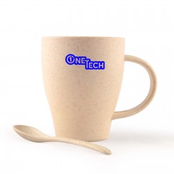 Reusable Coffee Cups - Plastic & Ceramic - Avenue Wheat Fibre Cup and Spoon 330ml