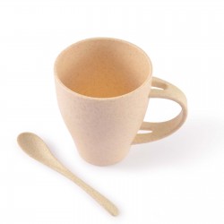 Reusable Coffee Cups - Plastic & Ceramic - Avenue Wheat Fibre Cup and Spoon 330ml