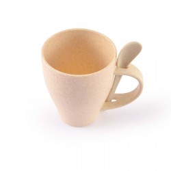 Reusable Coffee Cups - Plastic & Ceramic - Avenue Wheat Fibre Cup and Spoon 330ml