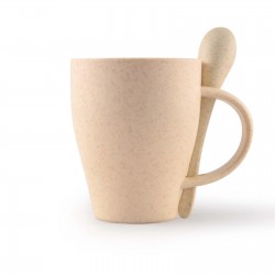 Reusable Coffee Cups - Plastic & Ceramic - Avenue Wheat Fibre Cup and Spoon 330ml