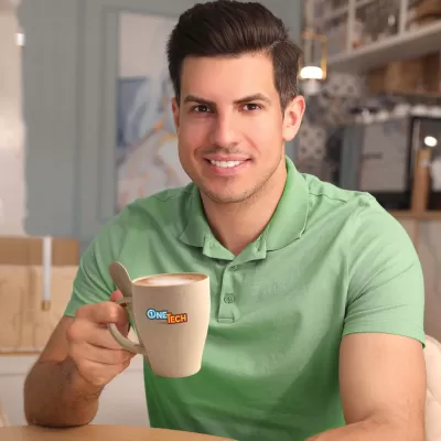 branded Avenue Wheat Fibre Cup and Spoon 330ml, from our range of promotional Reusable Coffee Cups - Plastic & Ceramic
