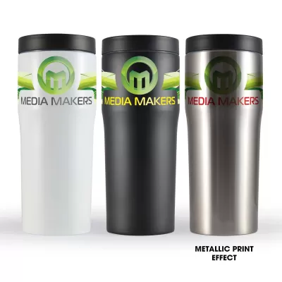 branded Manta Vacuum Cup 400ml, from our range of promotional Reusable Coffee Cups - Metal
