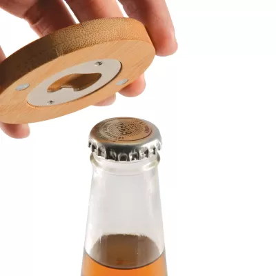 branded Discus Bamboo Bottle Opener Coaster, from our range of promotional Bottle Openers