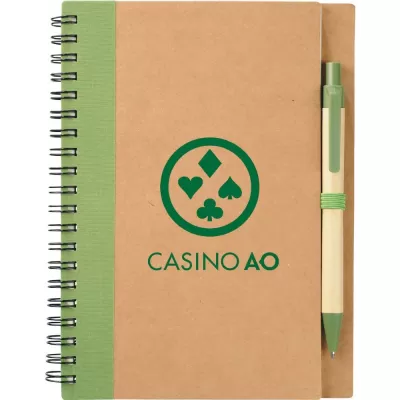 branded The Eco Spiral Notebook with Pen, from our range of promotional Spiral NoteBooks