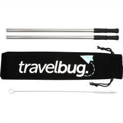 branded Reusable Stainless steel Straw Set with Brush, from our range of promotional Homeware Products