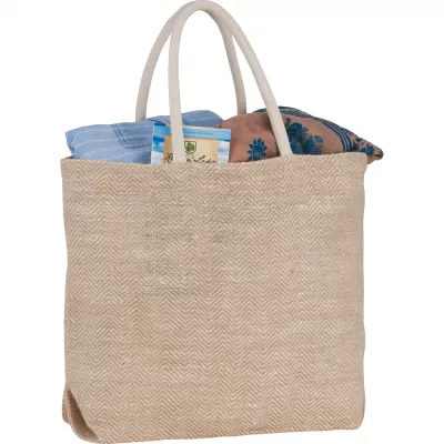 branded Herringbone Jute Tote, from our range of promotional Jute Shopping & Tote Bags