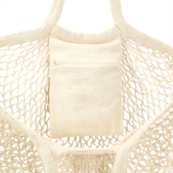 Cotton & Calico Tote Bags - Riviera Cotton Mesh Market Bag w/ Zippered Pouch