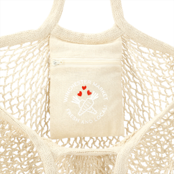 Cotton & Calico Tote Bags - Riviera Cotton Mesh Market Bag w/ Zippered Pouch