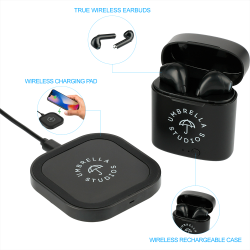 branded Oros TWS Auto Pair Earbuds & Wireless Charging Pad, from our range of promotional Earbuds & Headphones