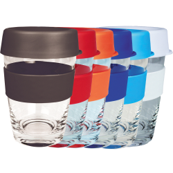 branded Carry Cup Glass 340ml, from our range of promotional Reusable Coffee Cups - Glass