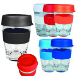 branded Carry Cup Glass 340ml, from our range of promotional Reusable Coffee Cups - Glass