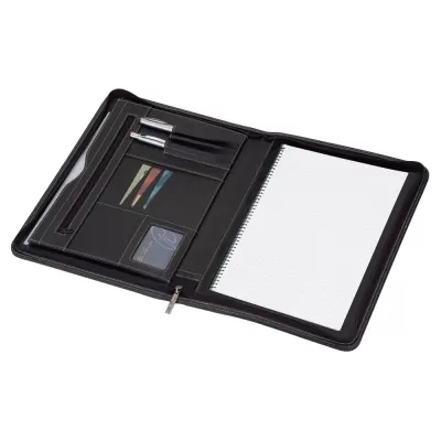 branded Manchester A4 Imitation Leather Zip Compendium, from our range of promotional Non Leather Compendiums