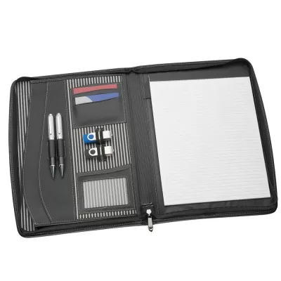 branded The Flare A4 Imitation Leather Zip Compendium, from our range of promotional Non Leather Compendiums