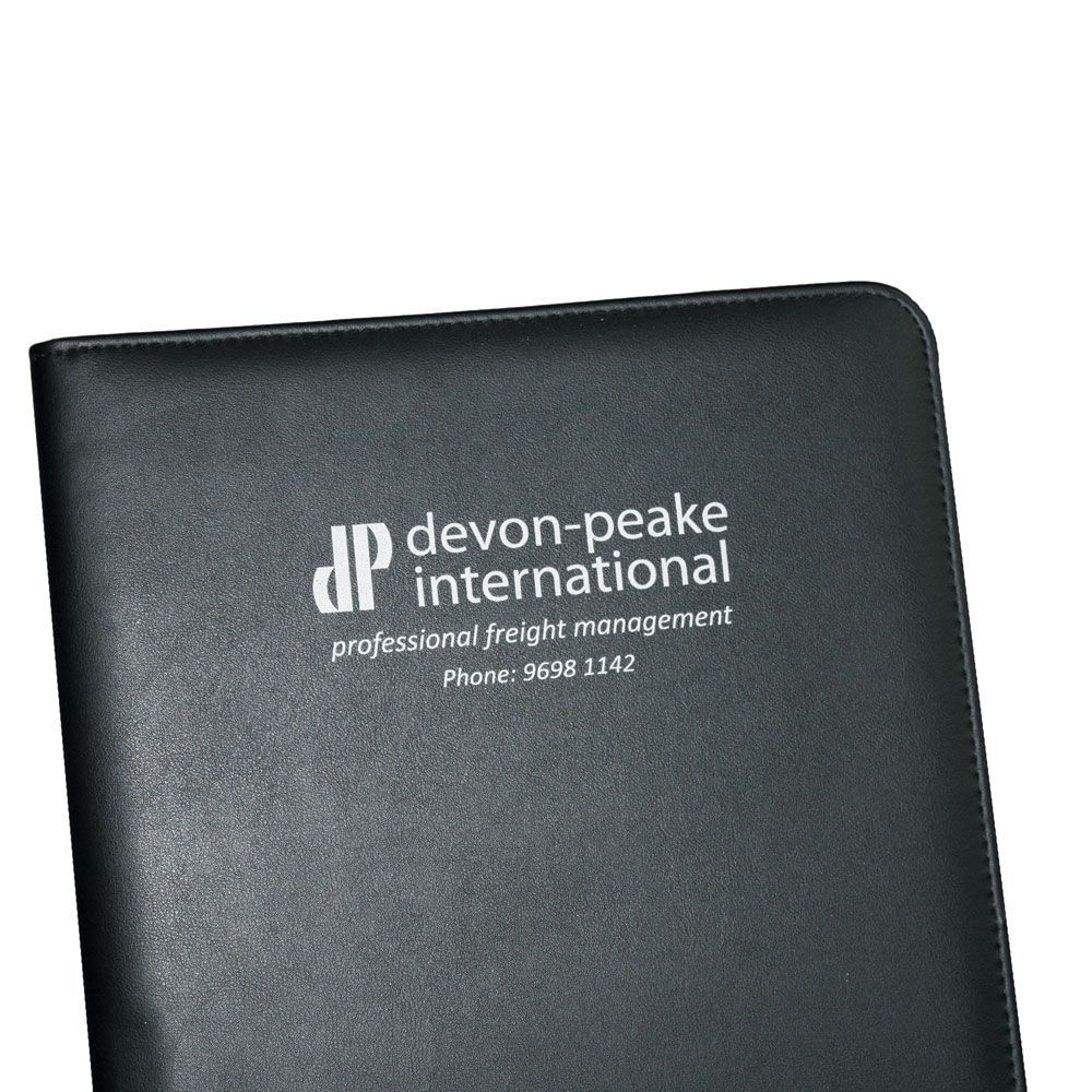 branded A4 Leather Look Pad Cover, from our range of promotional Non Leather Compendiums