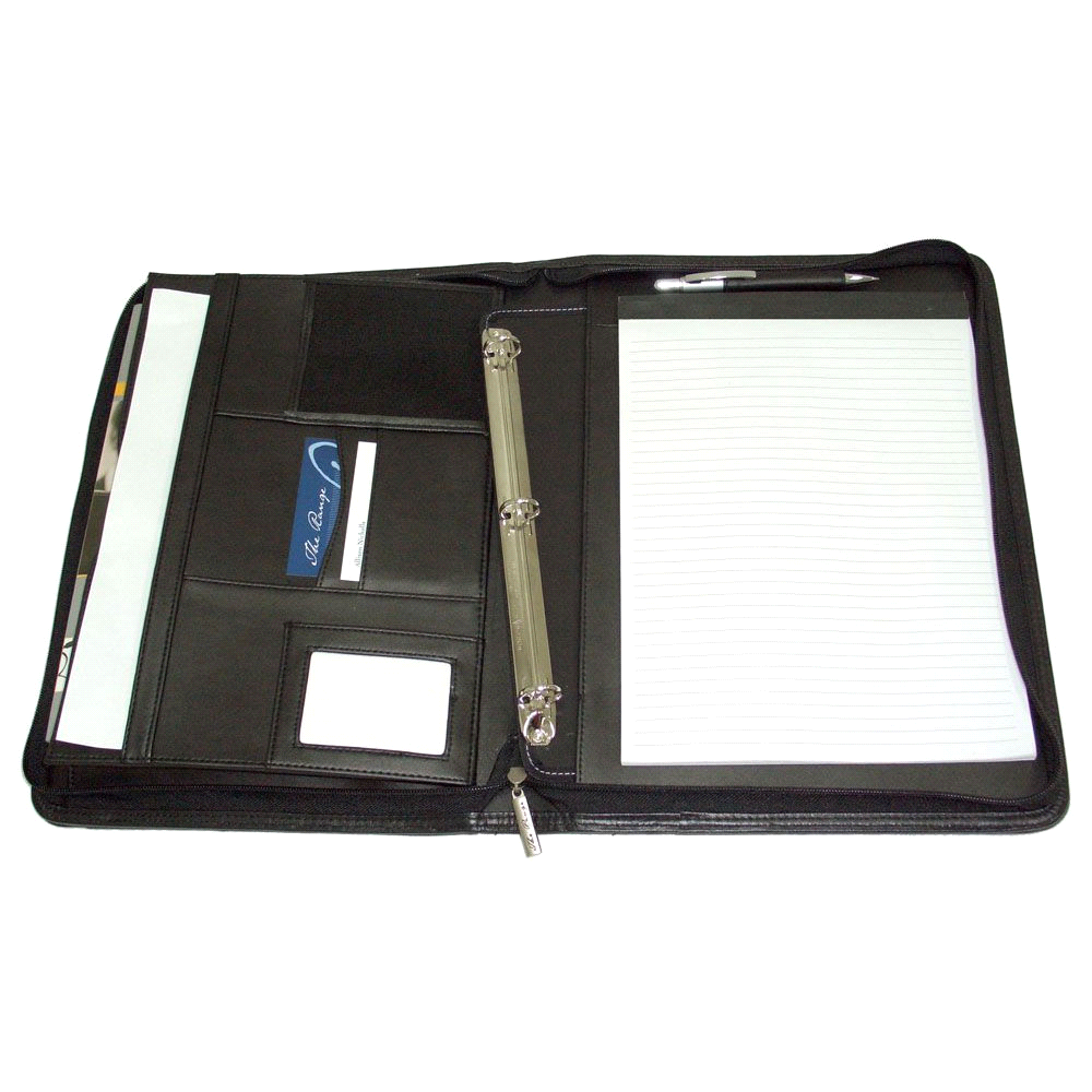 branded The Manhattan A4 Imitation Leather Zip Compendium, from our range of promotional Non Leather Compendiums