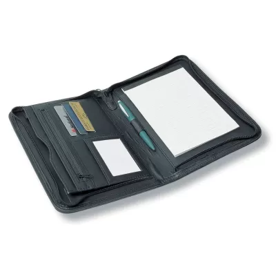 branded A5 Zippered Compendium with Metal Badge, from our range of promotional Ring Binder Compendiums