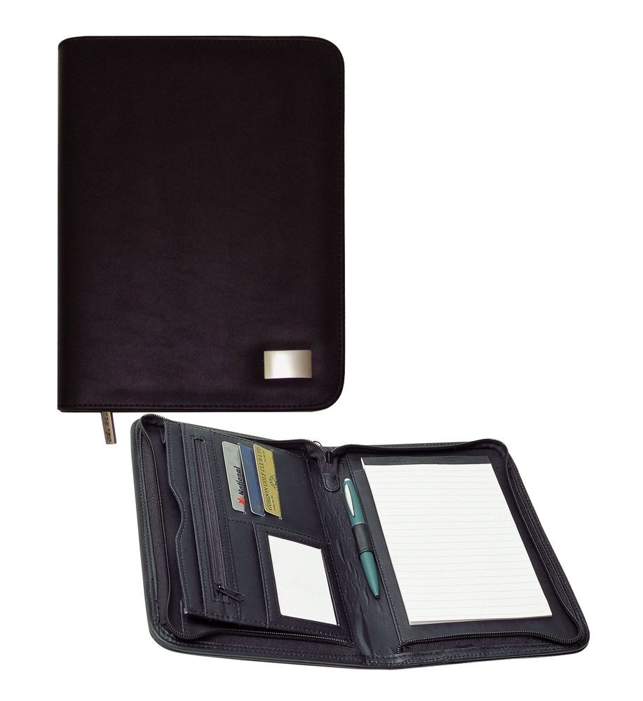 branded A5 Zippered Compendium with Metal Badge, from our range of promotional Ring Binder Compendiums