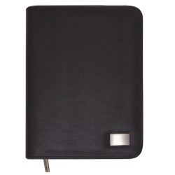 branded A5 Zippered Compendium with Metal Badge, from our range of promotional Ring Binder Compendiums