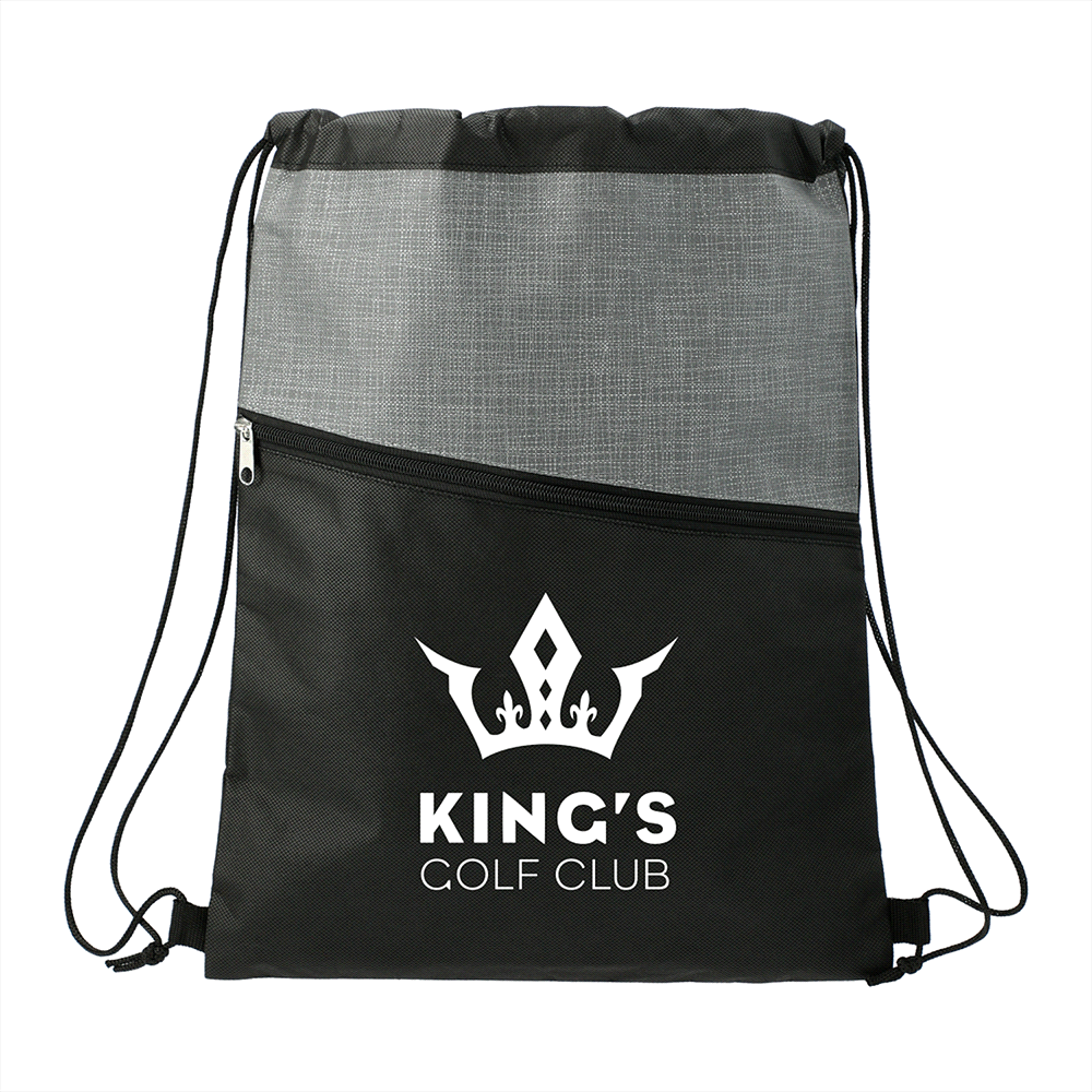 branded Cross Weave Zippered Drawstring Bag, from our range of promotional Drawstring Bags & Back Sacks