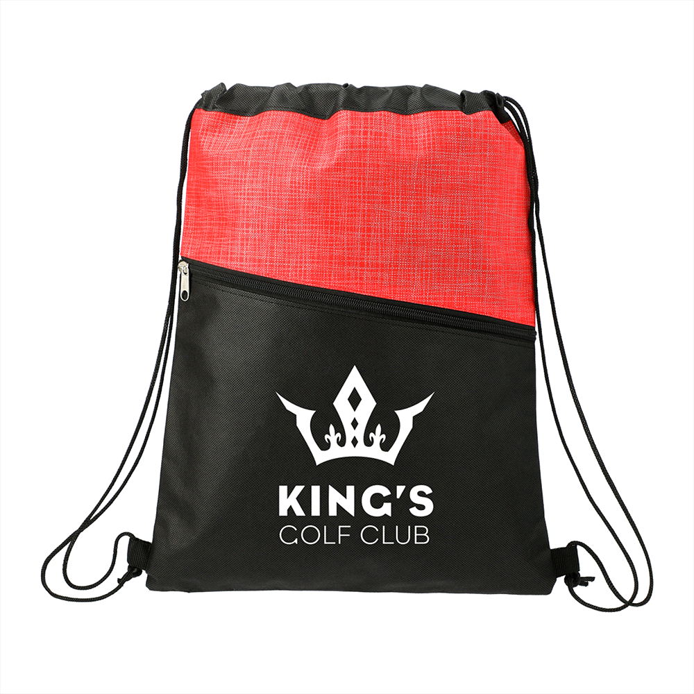 branded Cross Weave Zippered Drawstring Bag, from our range of promotional Drawstring Bags & Back Sacks