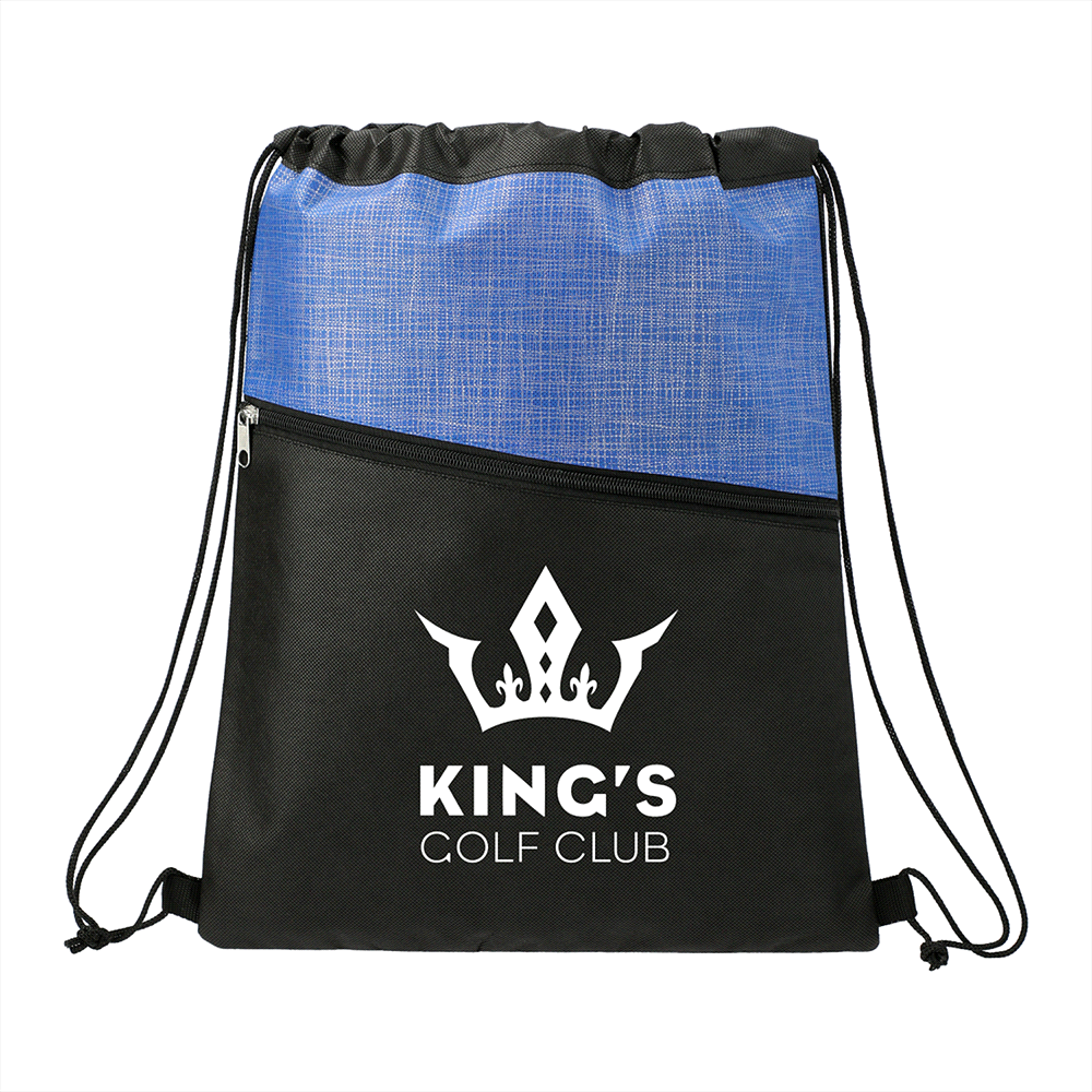 branded Cross Weave Zippered Drawstring Bag, from our range of promotional Drawstring Bags & Back Sacks