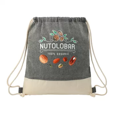 branded Split Recycled Cotton Drawstring Bag, from our range of promotional Drawstring Bags & Back Sacks