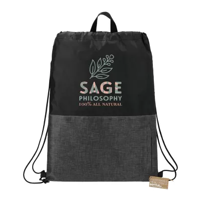 branded Ash Zippered Recycled Drawstring Bag, from our range of promotional Drawstring Bags & Back Sacks