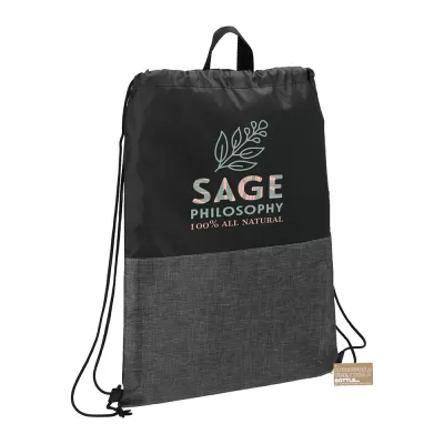 branded Ash Zippered Recycled Drawstring Bag, from our range of promotional Drawstring Bags & Back Sacks