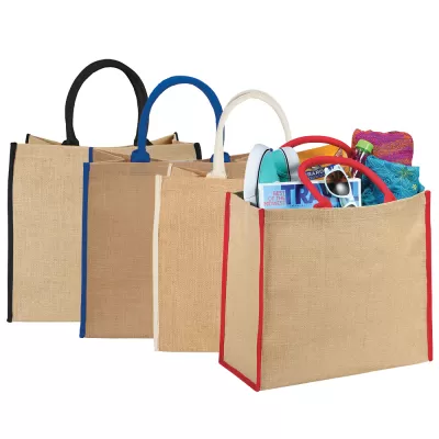 branded Colour Highlighted Large Jute Tote, from our range of promotional Jute Shopping & Tote Bags