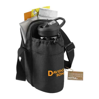 branded Traver RPET Adjustable Bottle Sling Cooler w/ Pouch, from our range of promotional Cooler Bags