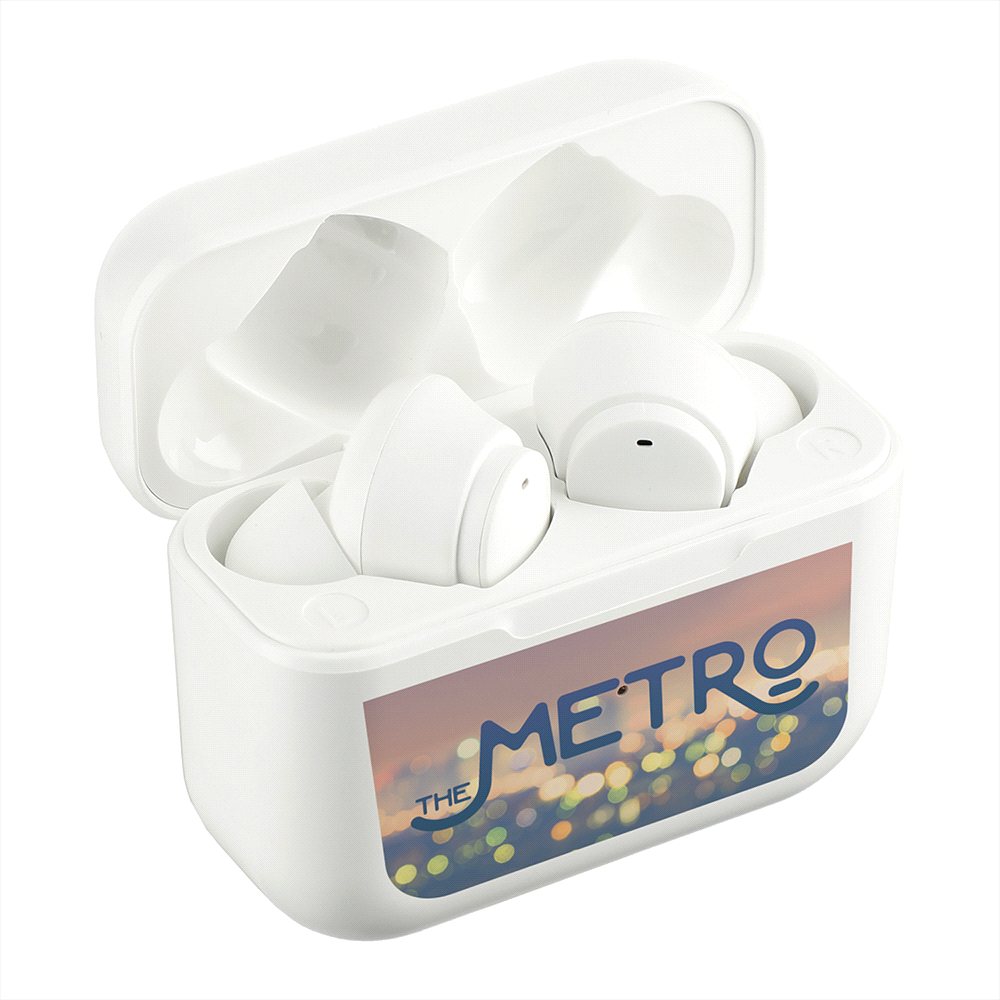 branded Synergy True Wireless Auto Pair Earbuds with ENC, from our range of promotional Earbuds & Headphones
