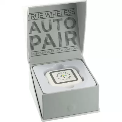 branded TWS Auto Pair Earbuds & Wireless Pad Power Case, from our range of promotional Earbuds & Headphones
