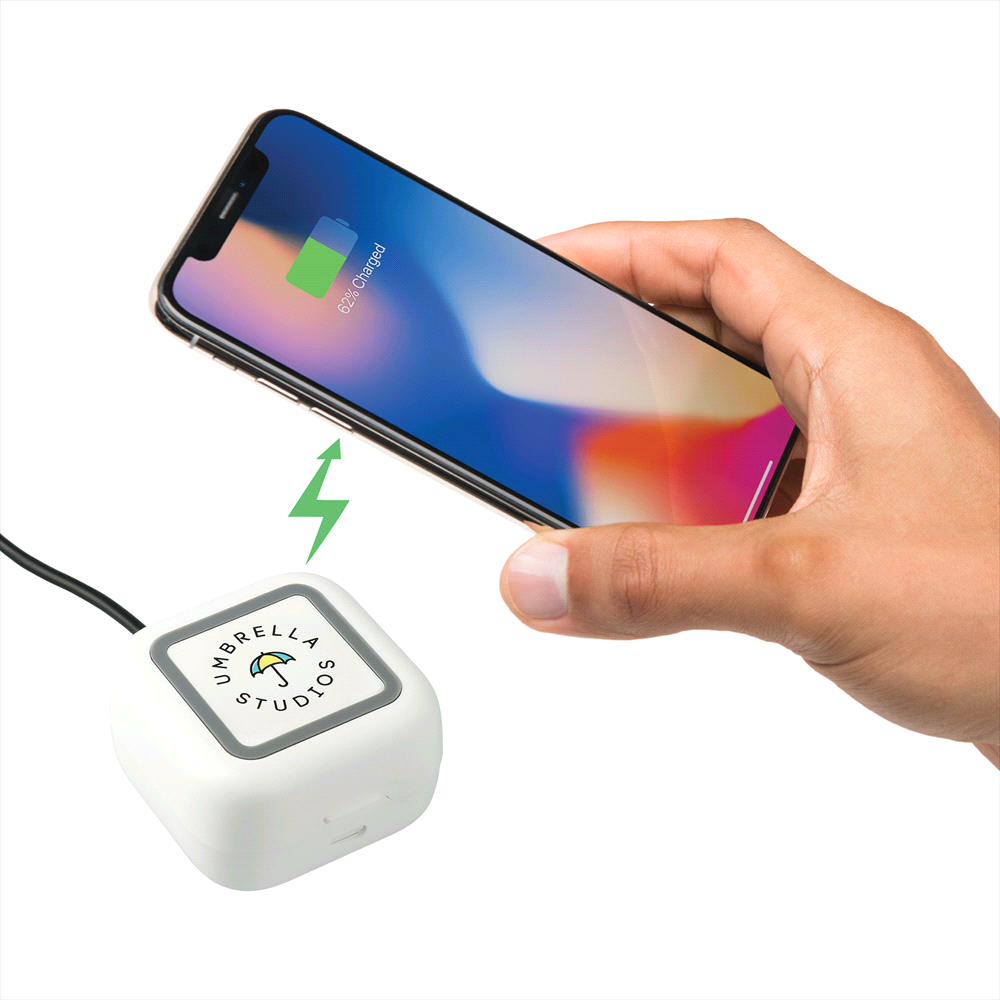 branded TWS Auto Pair Earbuds & Wireless Pad Power Case, from our range of promotional Earbuds & Headphones