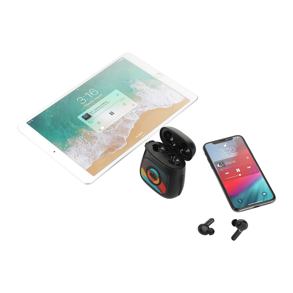 branded Remix Auto Pair True Wireless Earbuds and Speaker, from our range of promotional Earbuds & Headphones