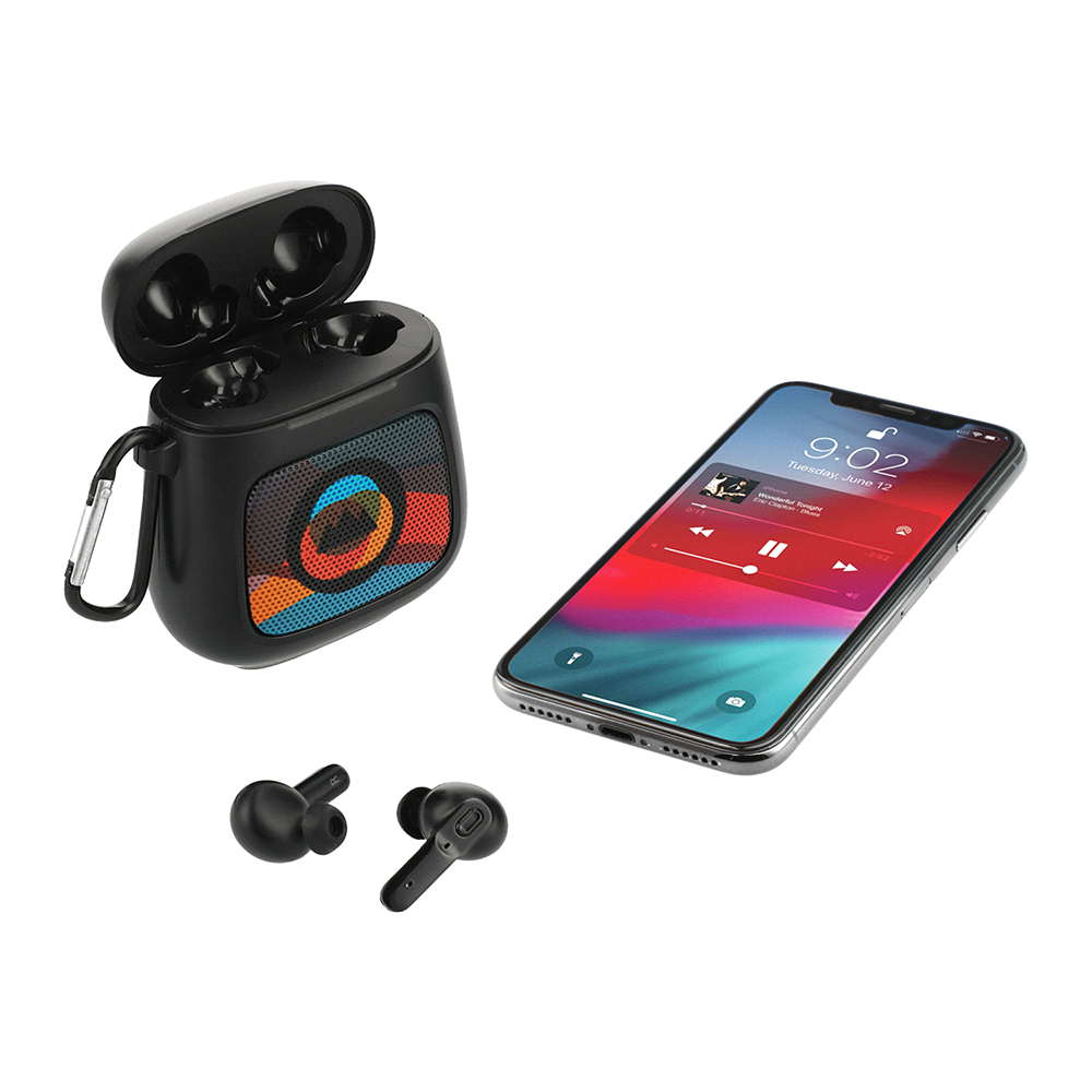 branded Remix Auto Pair True Wireless Earbuds and Speaker, from our range of promotional Earbuds & Headphones