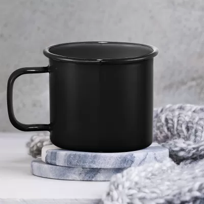 branded Enamel Metal Cup 500ml, from our range of promotional Reusable Coffee Cups - Metal