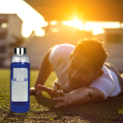 branded Glass Bottle with Silicone Cover 500ml, from our range of promotional Drink Bottles - Glass