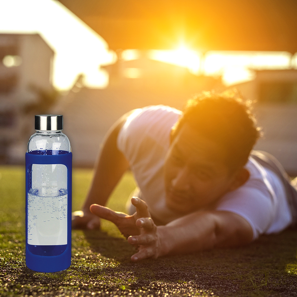 branded Glass Bottle with Silicone Cover 500ml, from our range of promotional Drink Bottles - Glass