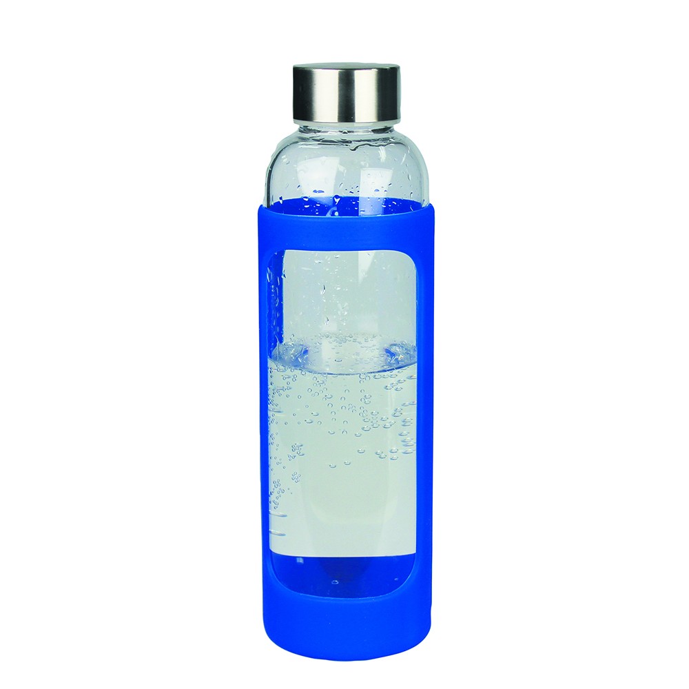 branded Glass Bottle with Silicone Cover 500ml, from our range of promotional Drink Bottles - Glass