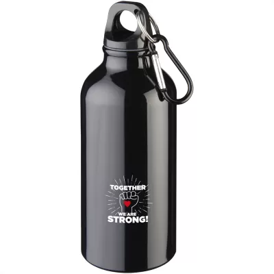 branded Oregon 400ml Sport Bottle With Carabiner, from our range of promotional Drink Bottles - Metal
