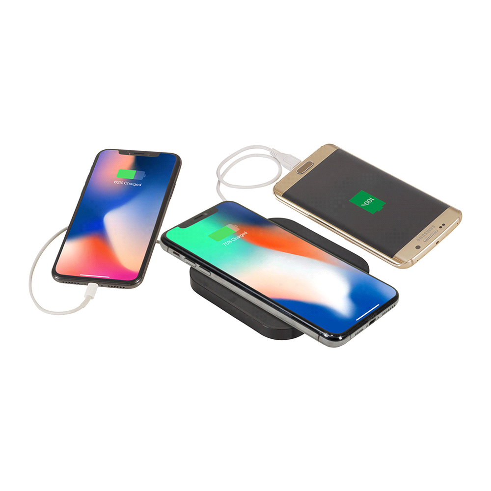 branded Ozone Wireless Charging Pad with Dual Outputs, from our range of promotional Phone & Tablet Chargers