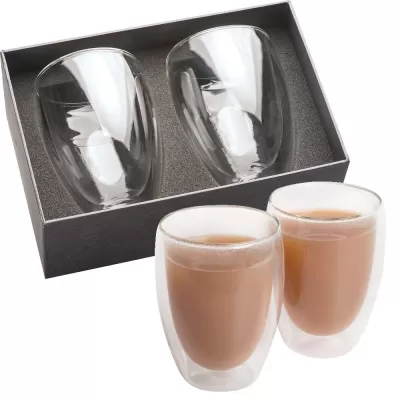 branded Glass Coffee & Tea Set 300ml, from our range of promotional Glassware Gift Sets