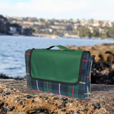 branded Folding Picnic Rug with Coloured Flap, from our range of promotional Picnic Blankets